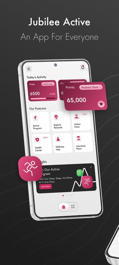 Jubilee Active app screen